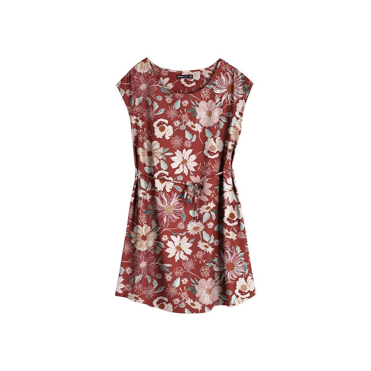 Vestido Curto Feminino Em Tecido De Viscose Com Cordão - Bordô Menor preço em Vestido Curto Feminino Em Tecido De Viscose Com Cordão - Bordô