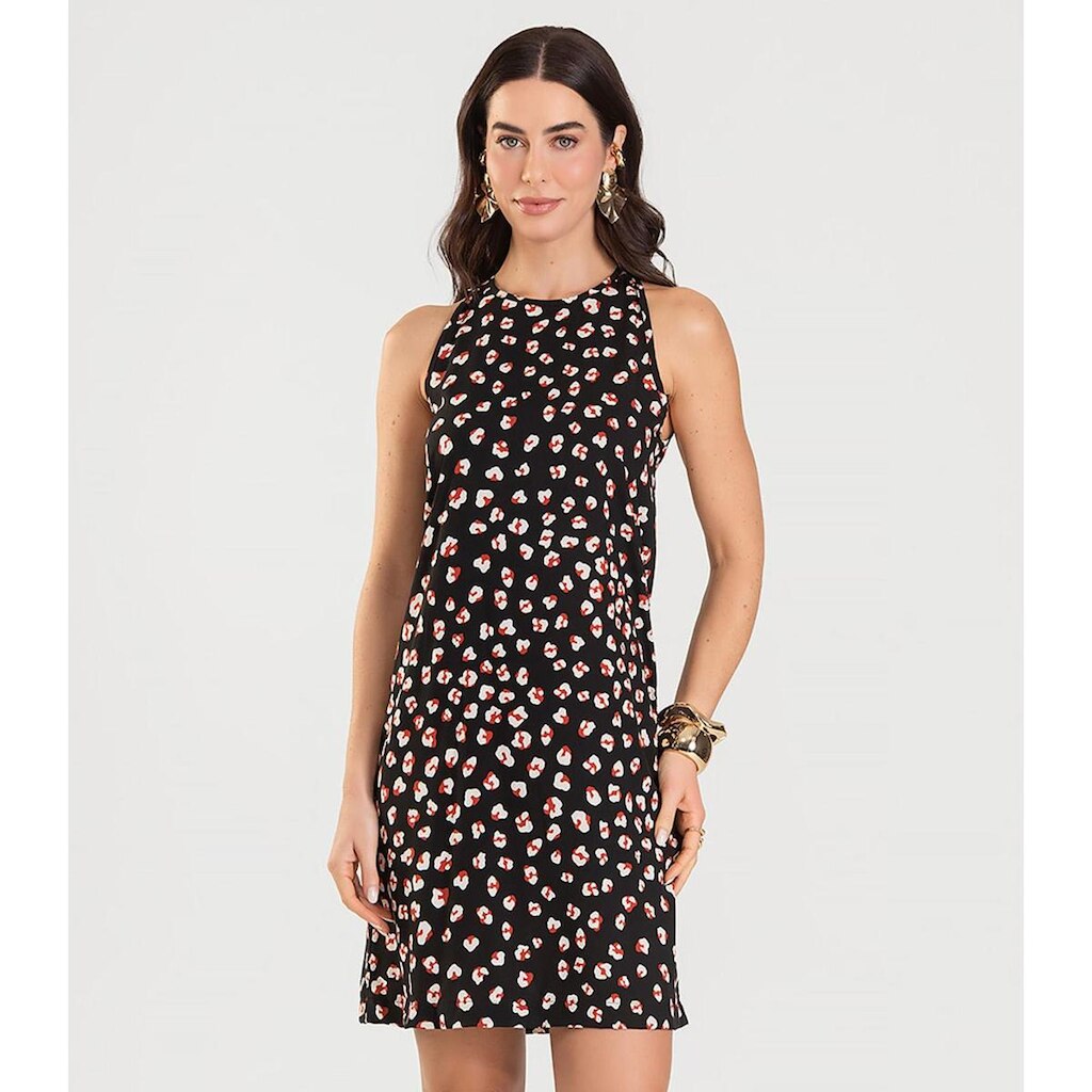 Vestido Curto Feminino Estampado Dianna Preto