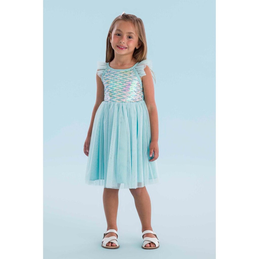 Vestido Curto Infantil Festa em Tule Azul Mon Sucré