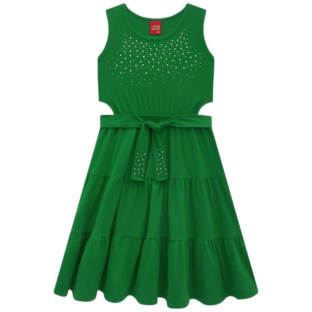 Vestido Curto Kyly 1001303 Infantil Com Strass Algodão T. 04/08