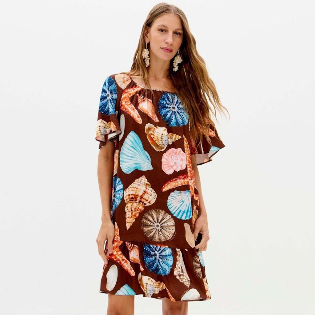 Vestido Curto Lança Perfume Estampado Feminino
