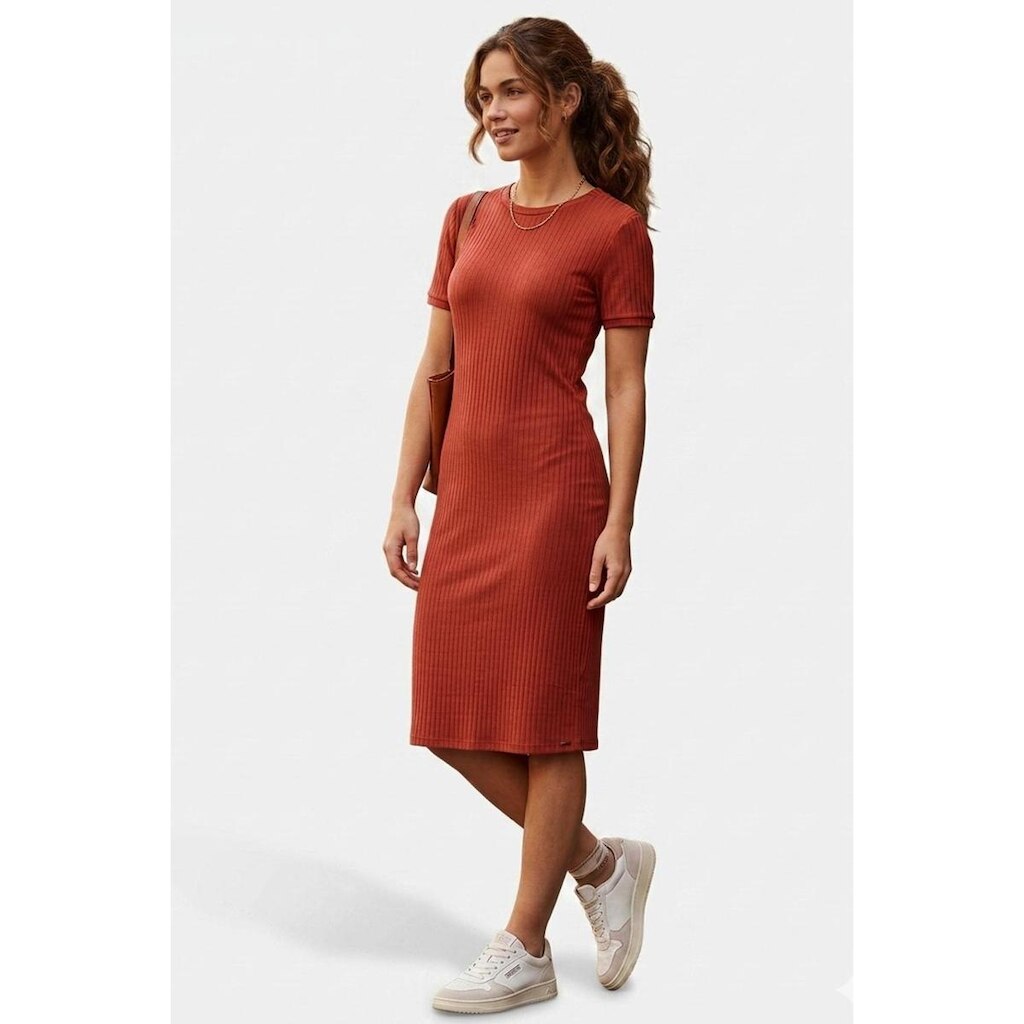Vestido Curto Lunender Mangas Curtas Malha Canelada 00564