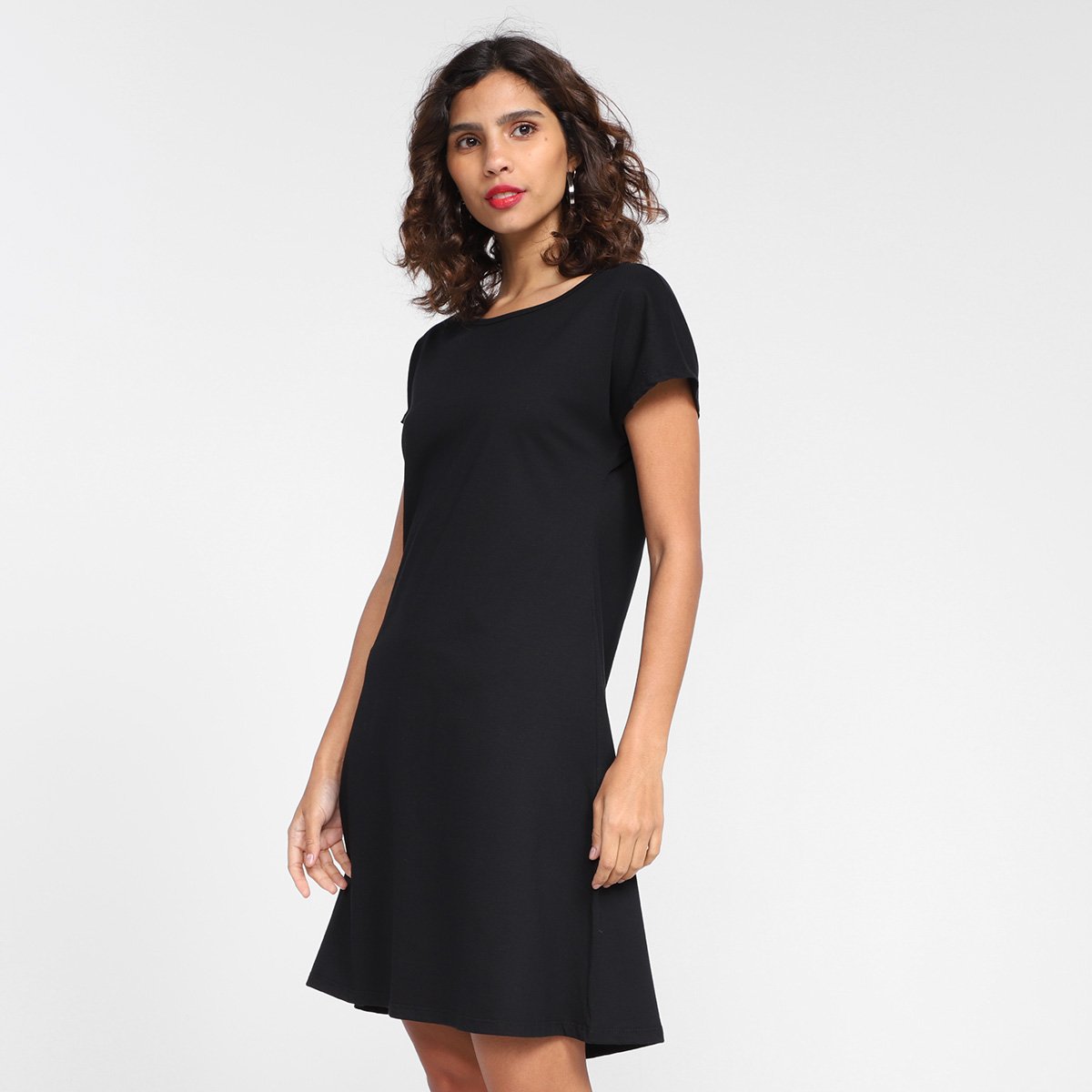 Vestido Curto Malwee Estampado Feminino - Preto Menor preço em Vestido Curto Malwee Estampado Feminino - Preto