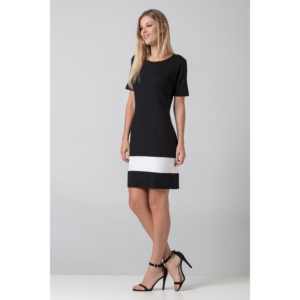Vestido Curto Manga Curta Preto e Branco - GG - Veste do 46 ao 48
