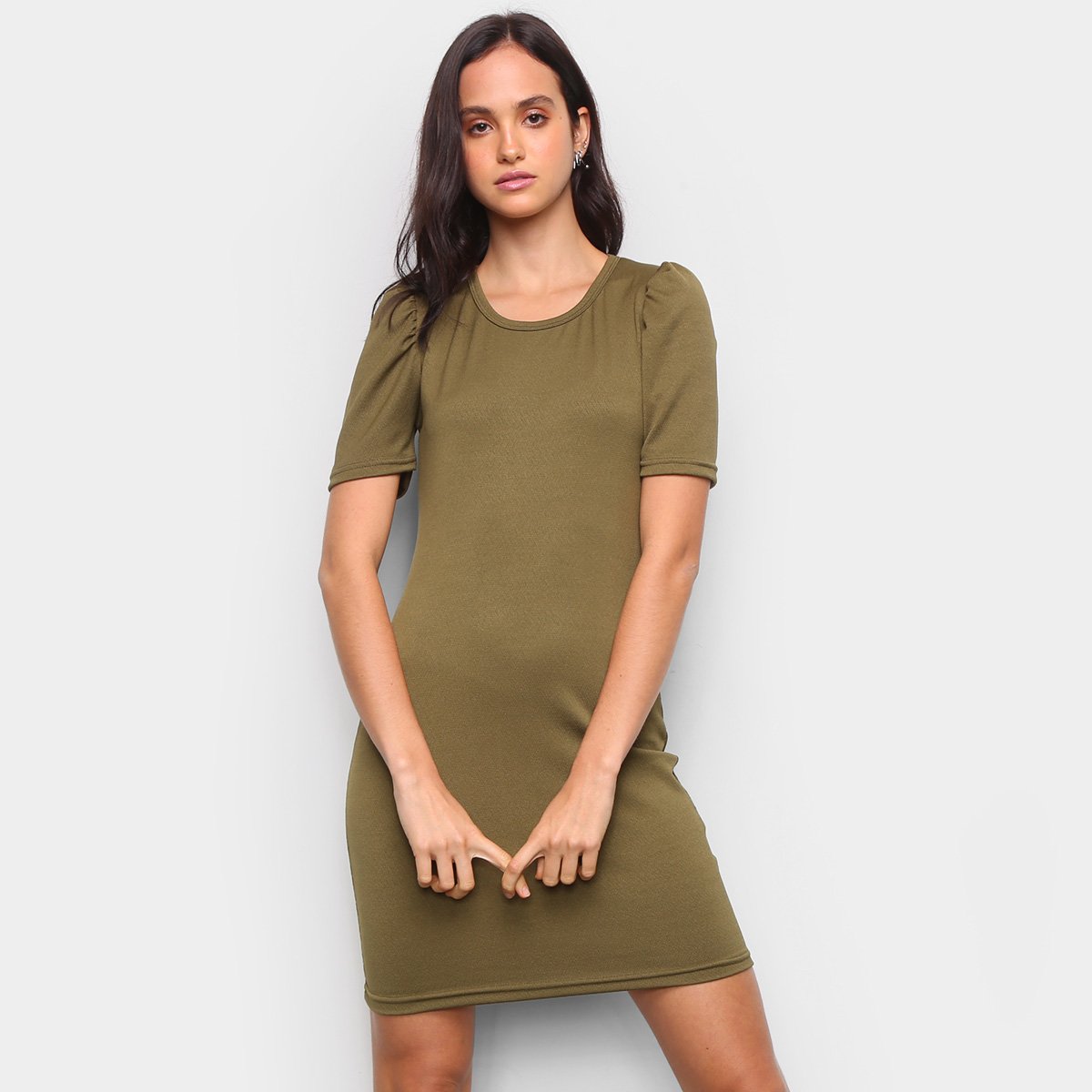 Vestido Daiane Caroline Curto Tubinho Liso - Verde Menor preço em Vestido Daiane Caroline Curto Tubinho Liso - Verde