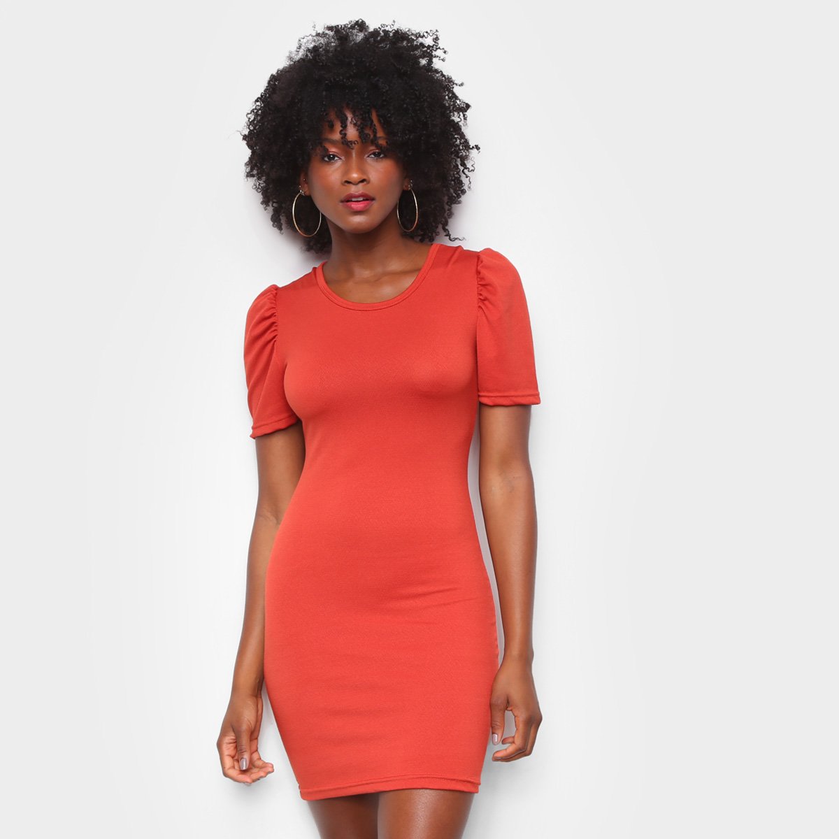 Vestido Daiane Caroline Tubinho Curto Liso - Marrom Menor preço em Vestido Daiane Caroline Tubinho Curto Liso - Marrom