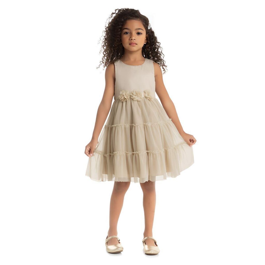 Vestido de Festa Infantil Menina Detalhes em Renda Babados