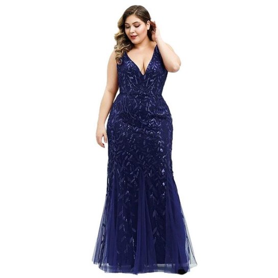Plus Size Vestido Madrinha Casamento Azul Marinho Plus Size