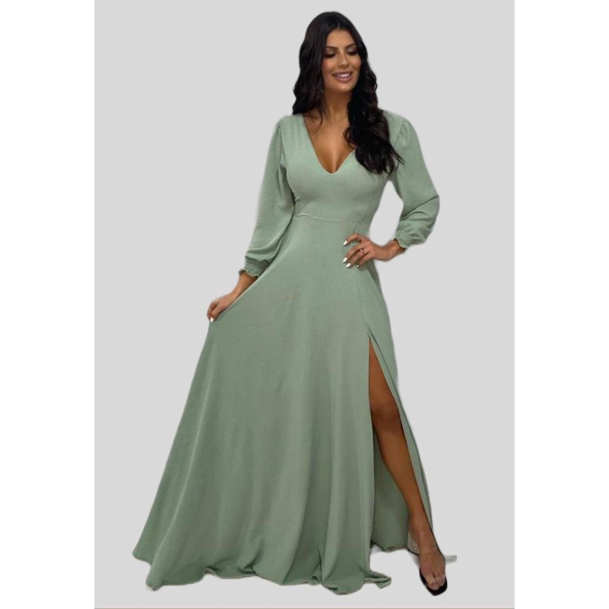 Vestido de Festa Manga Longa Scarlet Nana Marie Vestido Longo