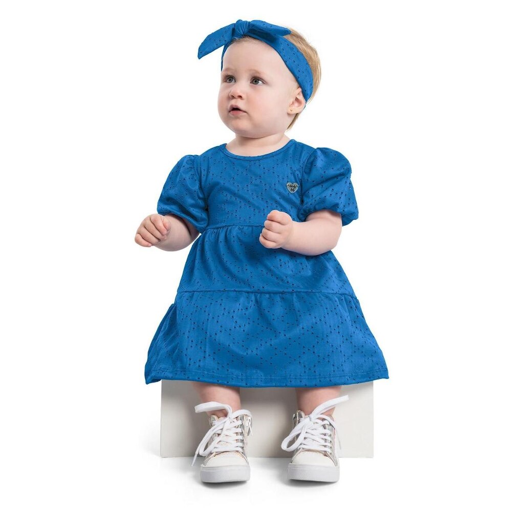 Vestido de Manga Curta e Faixa de Cabelo Quimby