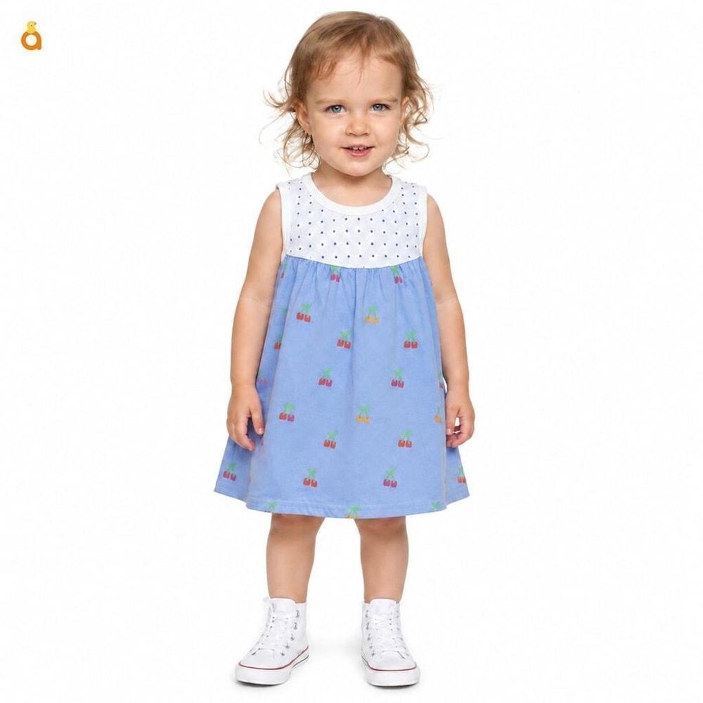 Vestido e Calcinha Bebê Cerejinhas Alphabeto