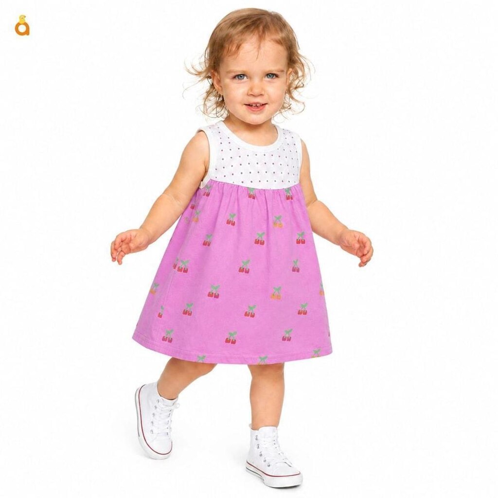 Vestido e Calcinha Bebê Cerejinhas Alphabeto