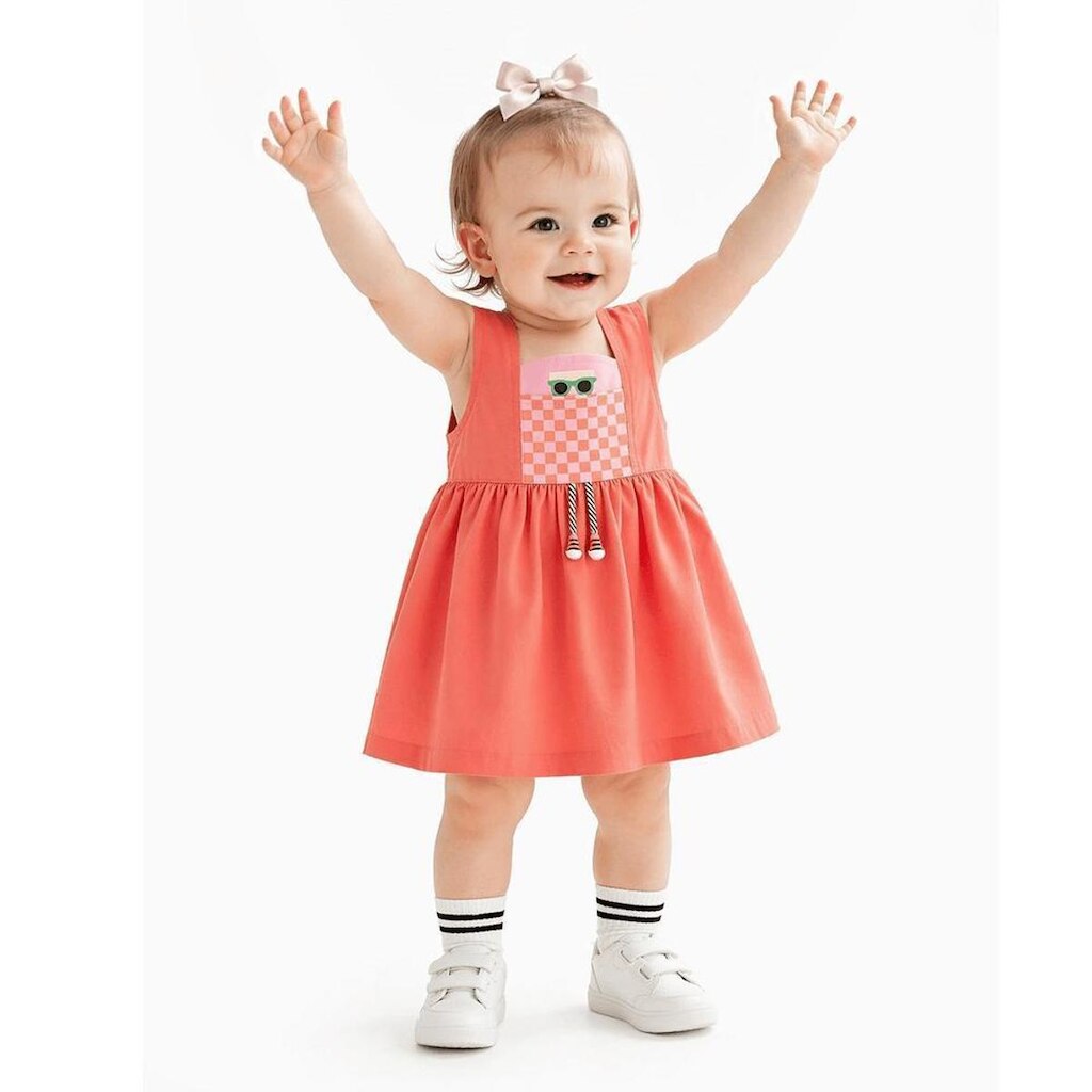 Vestido e Calcinha Bebê Menina Bonequinhas Mangaba Alphabeto