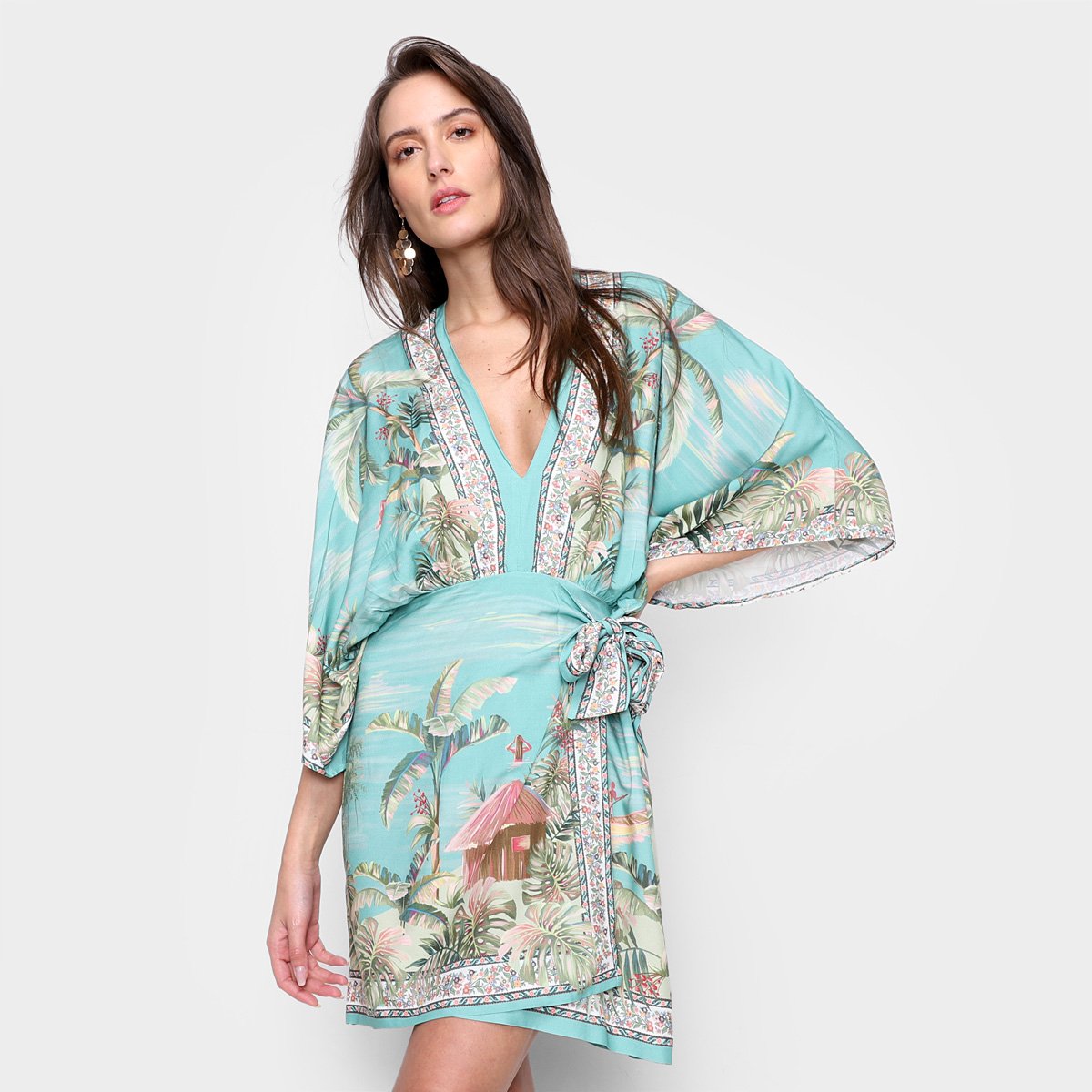 Vestido Farm Água Doce - Azul Menor preço em Vestido Farm Água Doce - Azul