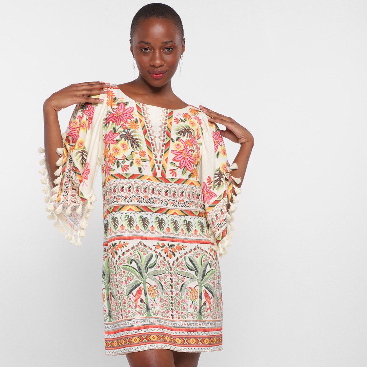 Vestido Farm Curto Paraiso de Fruta - Estampado Menor preço em Vestido Farm Curto Paraiso de Fruta - Estampado