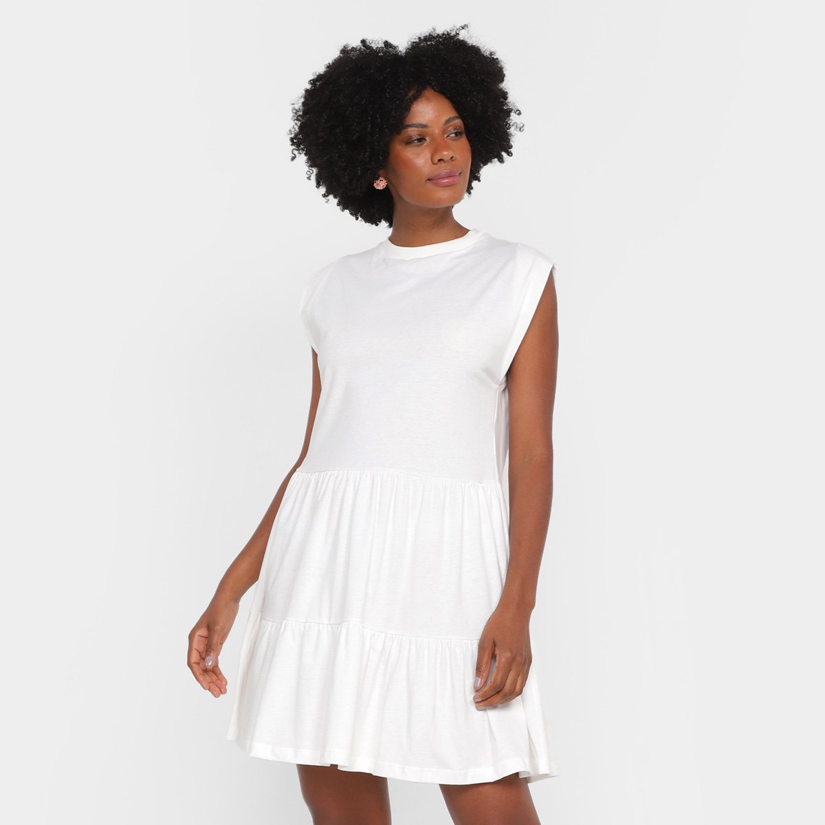 Vestido Farm Evasê Curto Marias - Off White Menor preço em Vestido Farm Evasê Curto Marias - Off White