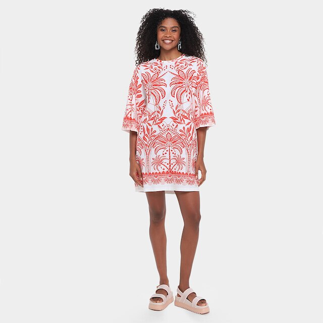 Vestido Farm T-Shirt Big Coqueiro De Flor