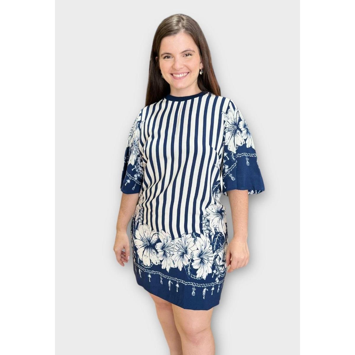 Aurora Vestido Transpasse Farm Vestido Farm T-shirt Estampado