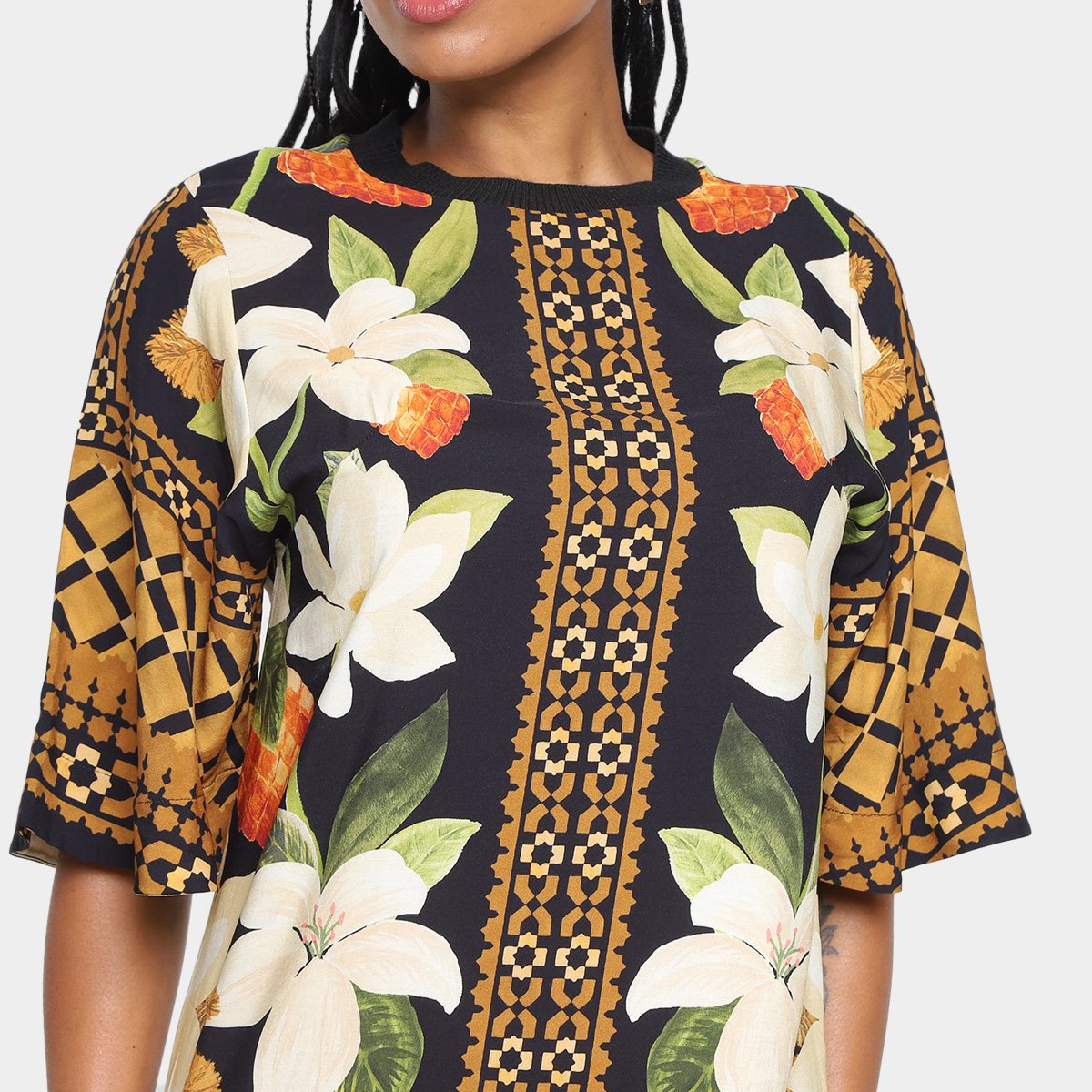 Vestido Farm T-Shirt Lenço Floral Biriba Zattini