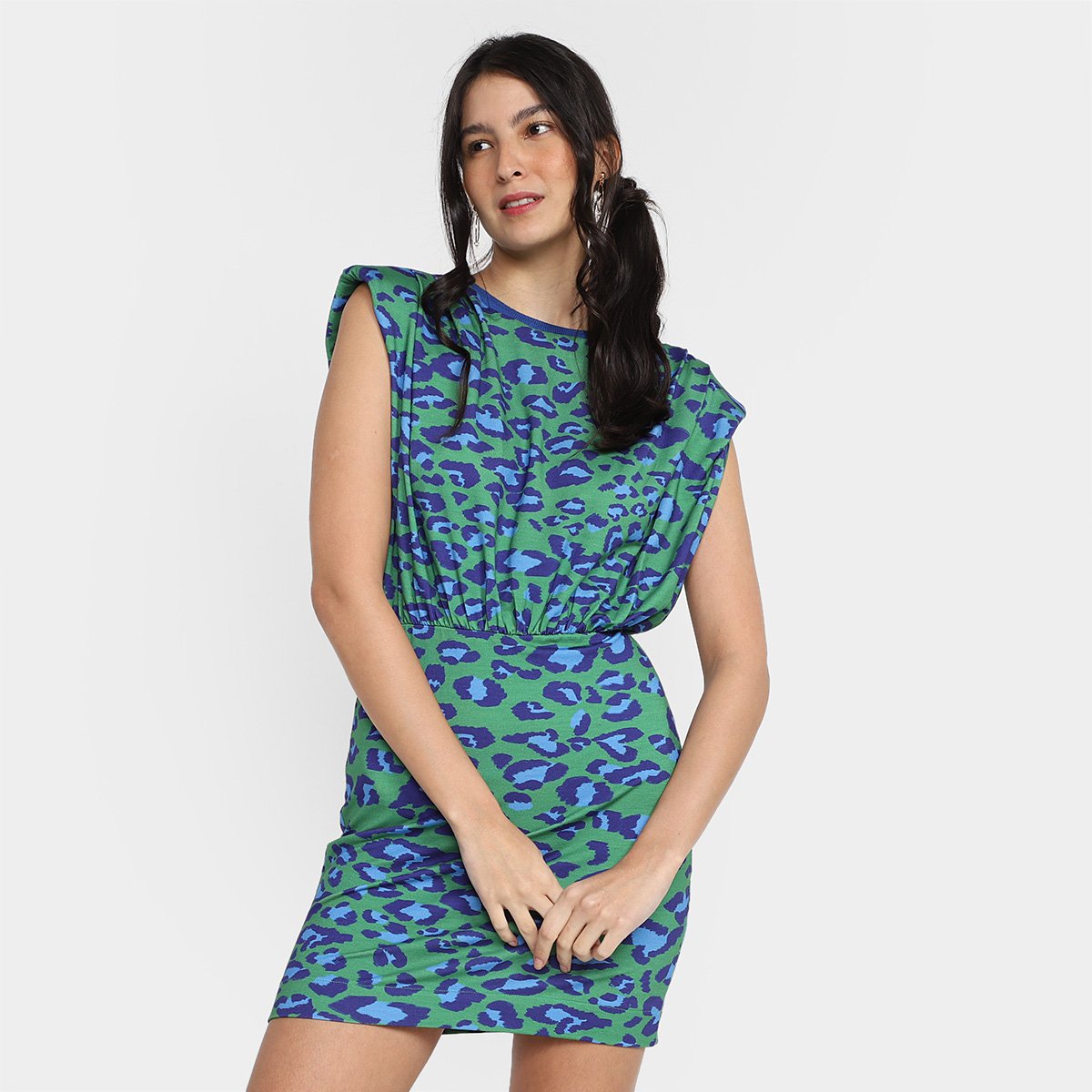 Vestido Farm Tubinho Curto Ombreira Coração De Oncinha - Verde Menor preço em Vestido Farm Tubinho Curto Ombreira Coração De Oncinha - Verde