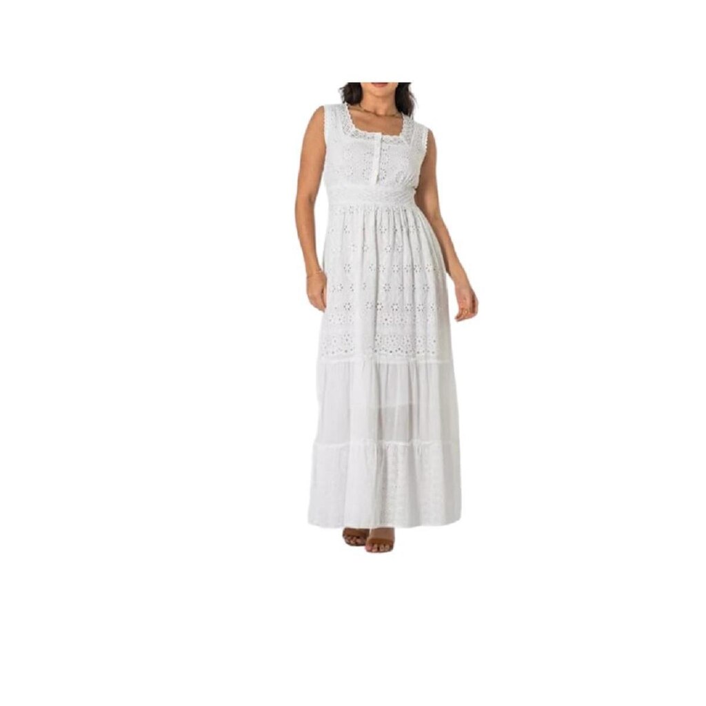 Vestido Feminino Alça Larga Laise Indiano Com Botões