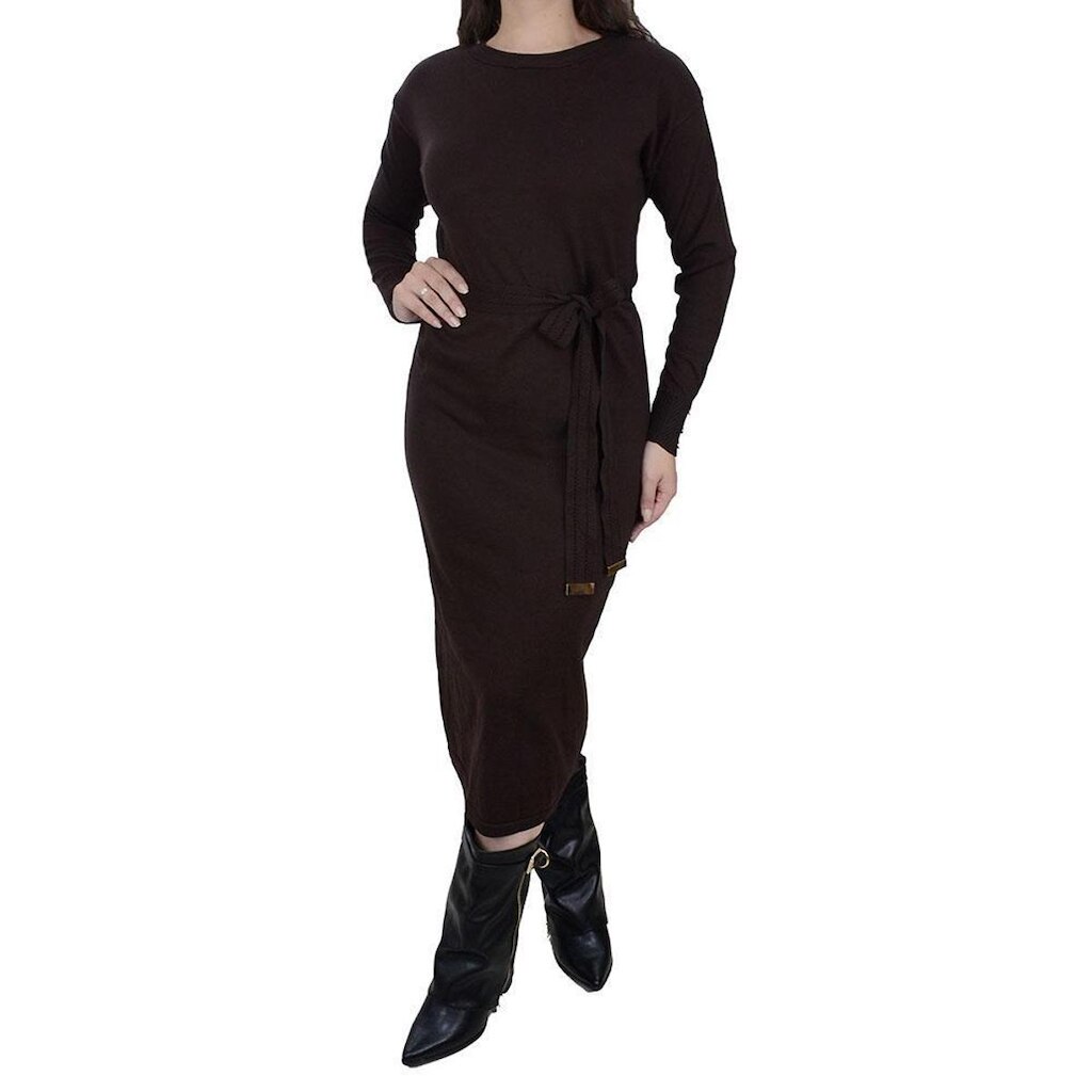Vestido Feminino Alpelo Midi Tricot Marrom Expresso - 510004