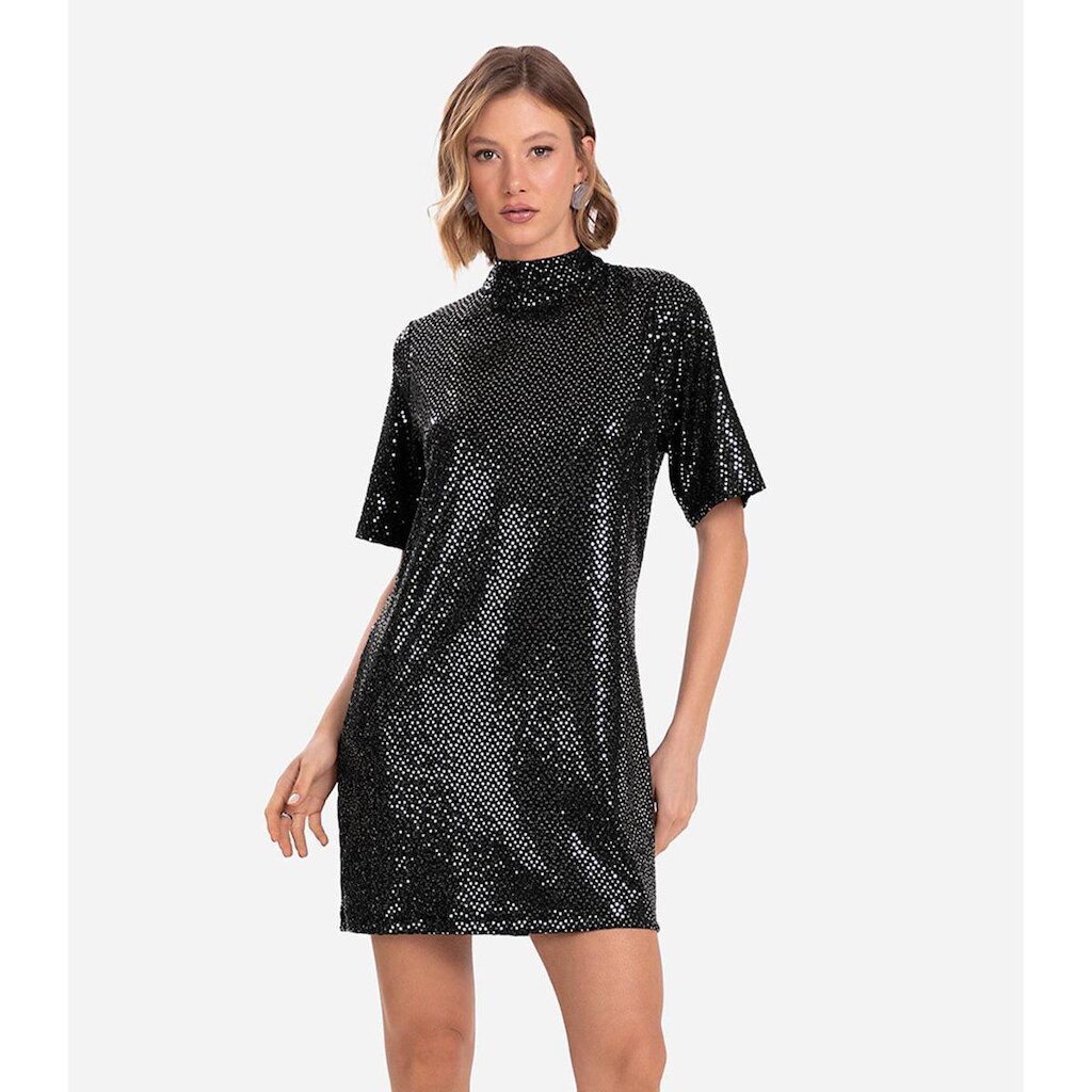 Vestido Feminino Com Lantejoula Endless Preto