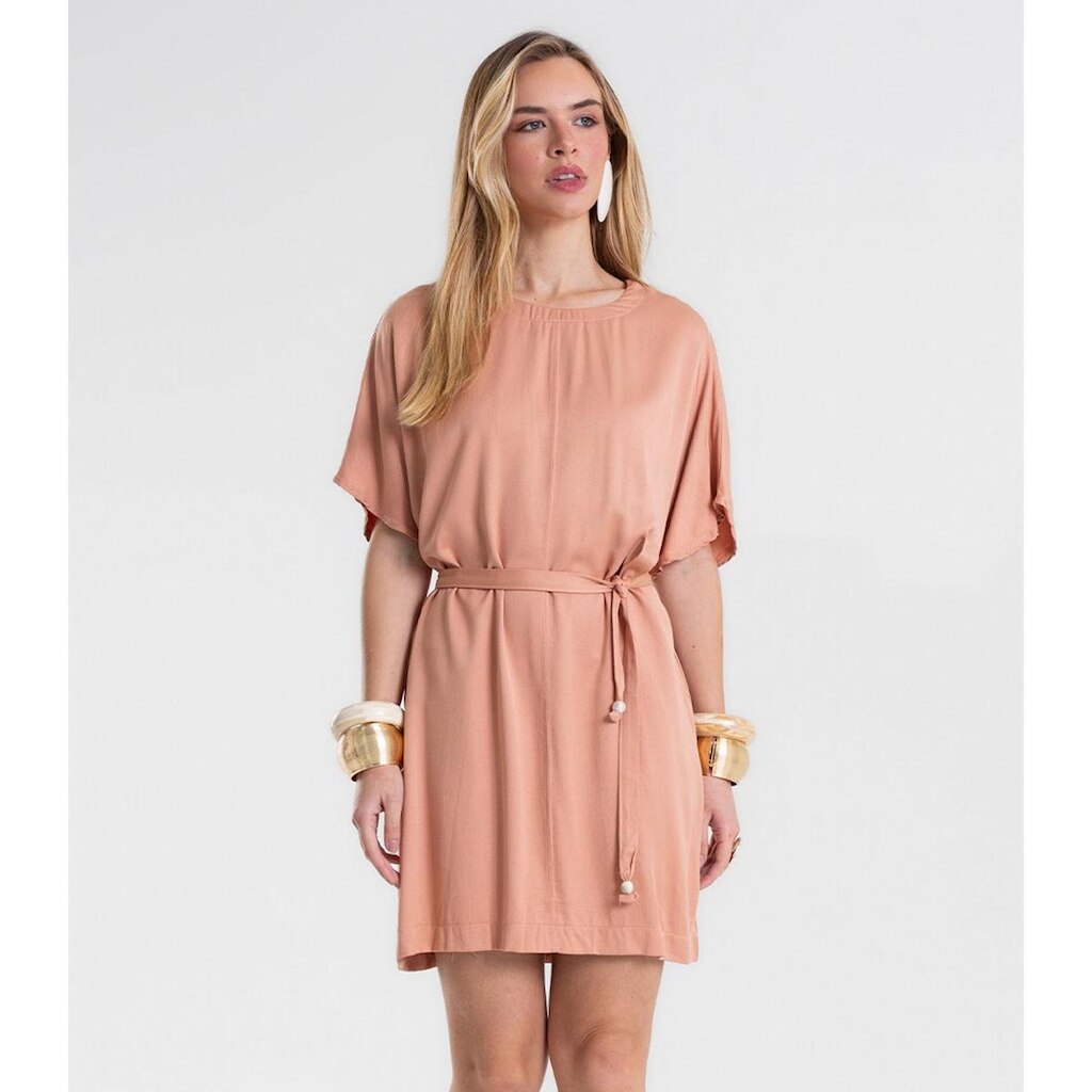 Vestido Feminino Curto Com Cinto Viscose Endless Marrom