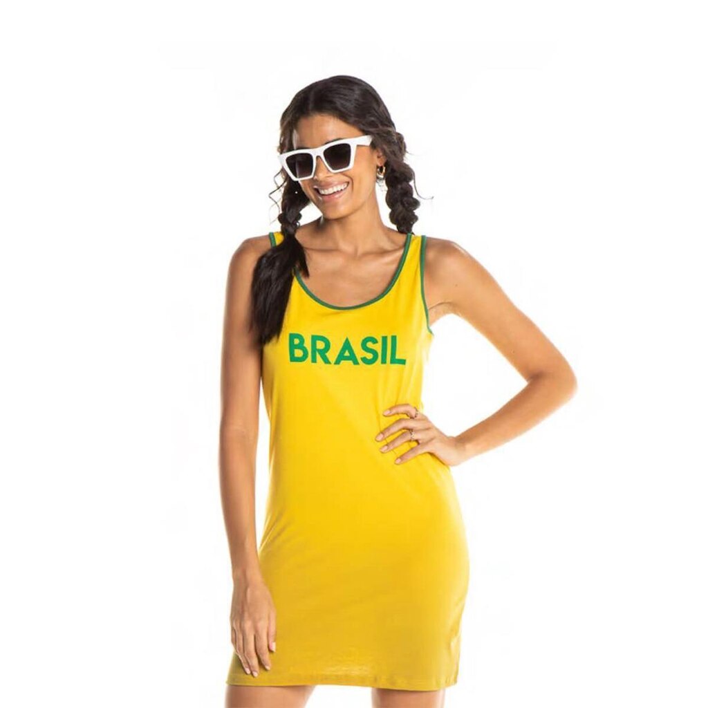 Vestido Feminino Curto do Brasil Amarelo Torcedor Seleção