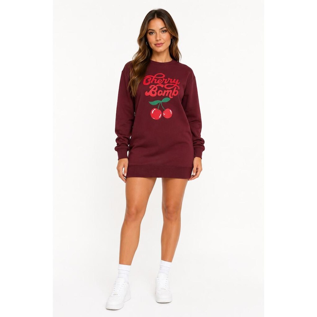 Vestido Feminino D Bell Outlet Fashion Moletom Vinho