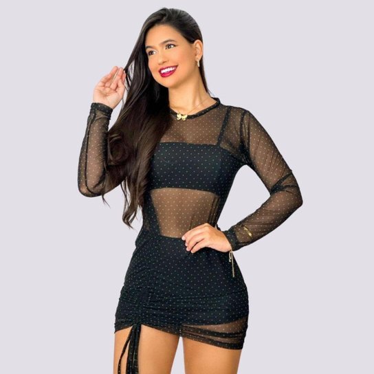 Vestido Feminino em Tule Conjunto Cropped e Short 0267 Zattini