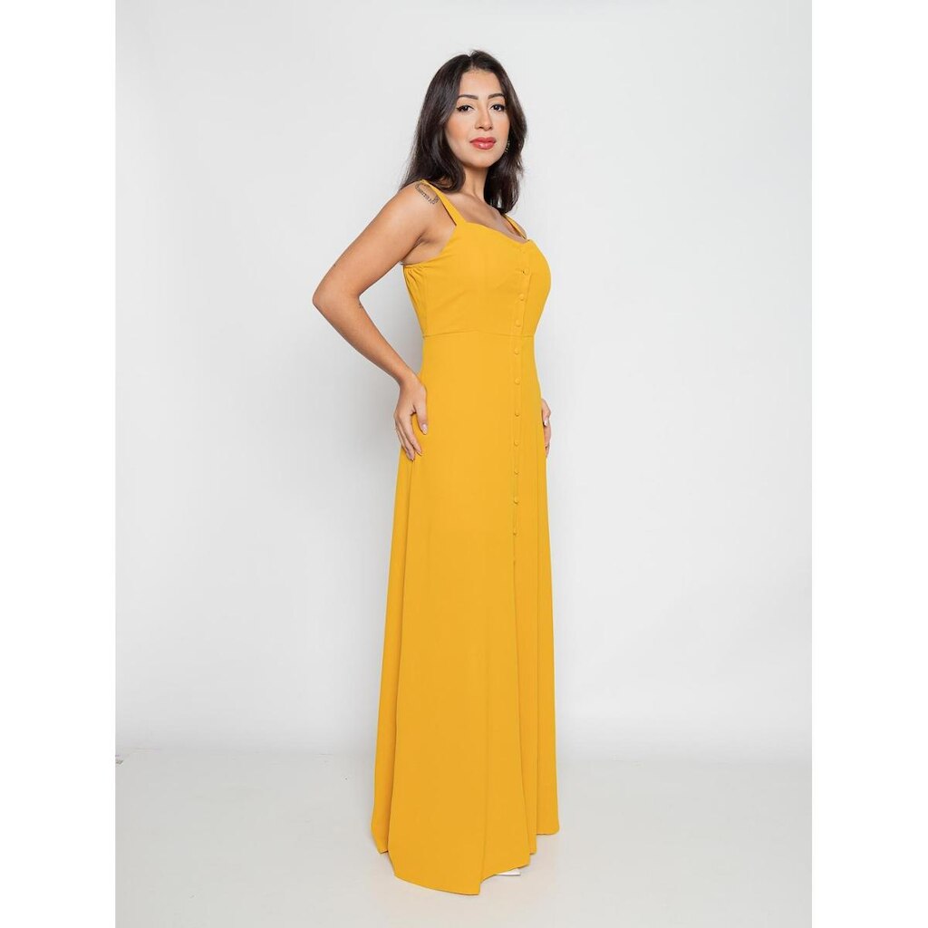 Vestido Feminino Longo Com Alcinhas e Bojos Casual