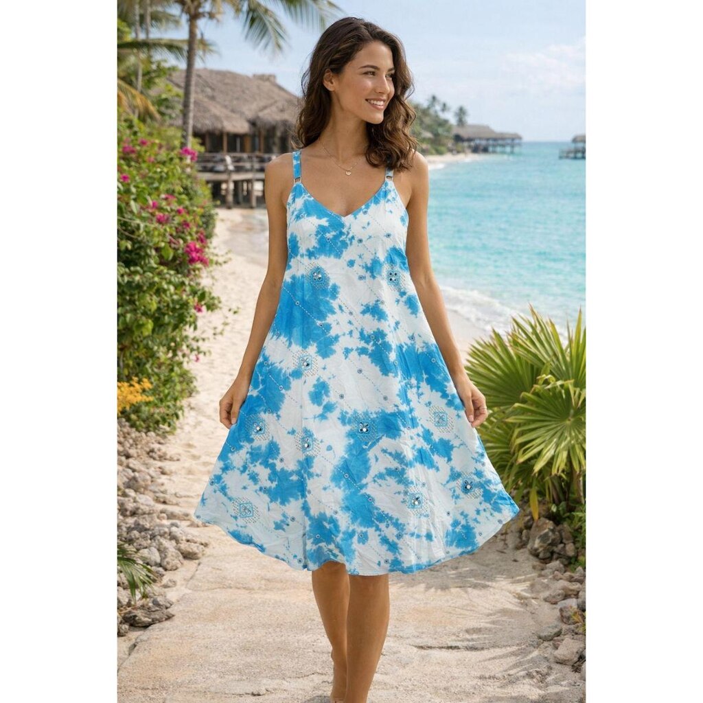 Vestido Feminino Longo Indiano Tie Day Bordado Alça