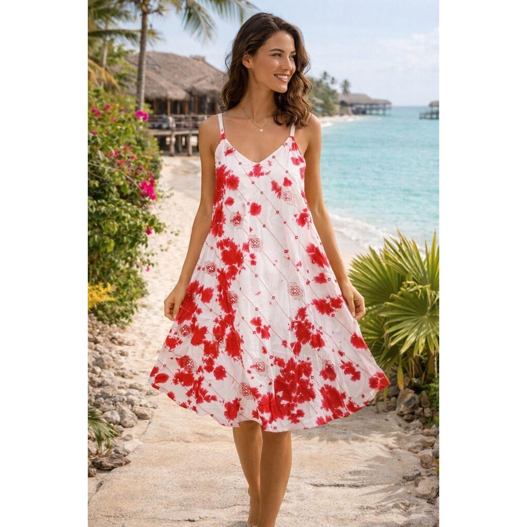 Vestido Feminino Longo Indiano Tie Day Bordado Alça