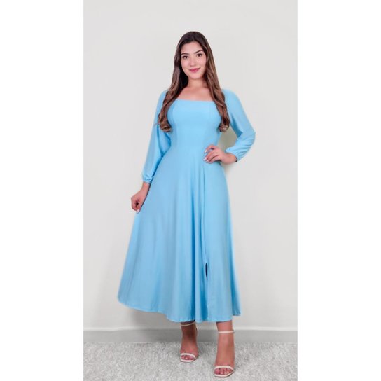 Vestido Feminino Longo Liso Premium Lara Moda Evangelica Casual
