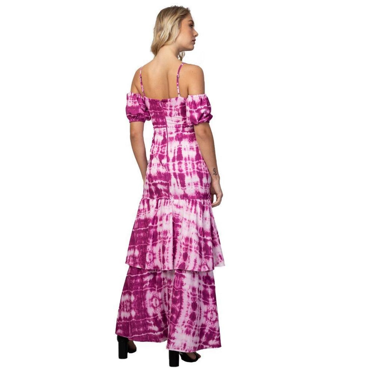 Vestido Feminino Longo Tie Dye - Rosa Menor preço em Vestido Feminino Longo Tie Dye - Rosa
