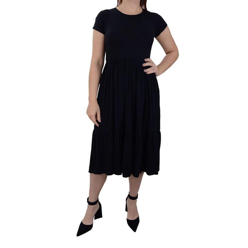 Vestido Feminino LZT Duas Marias Midi Preto - 8076