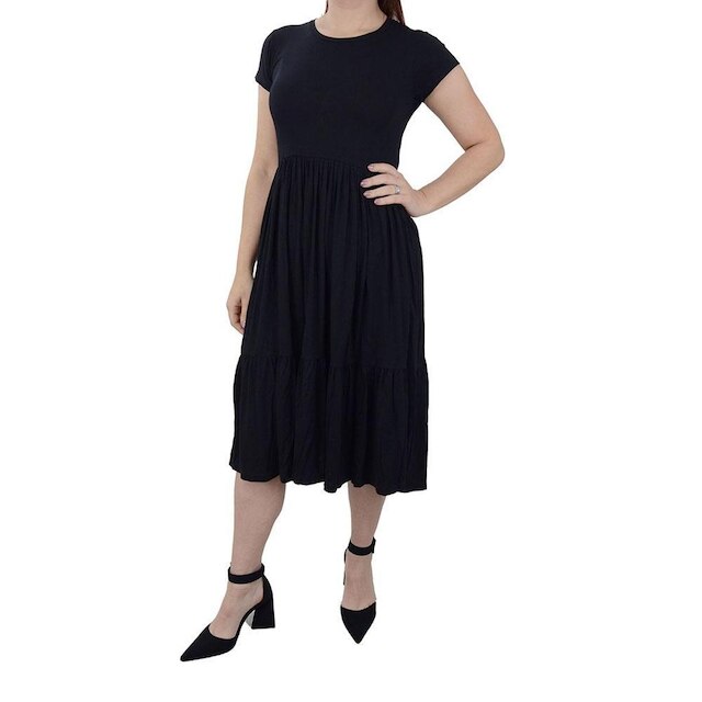 Vestido Feminino LZT Duas Marias Midi Preto - 8076