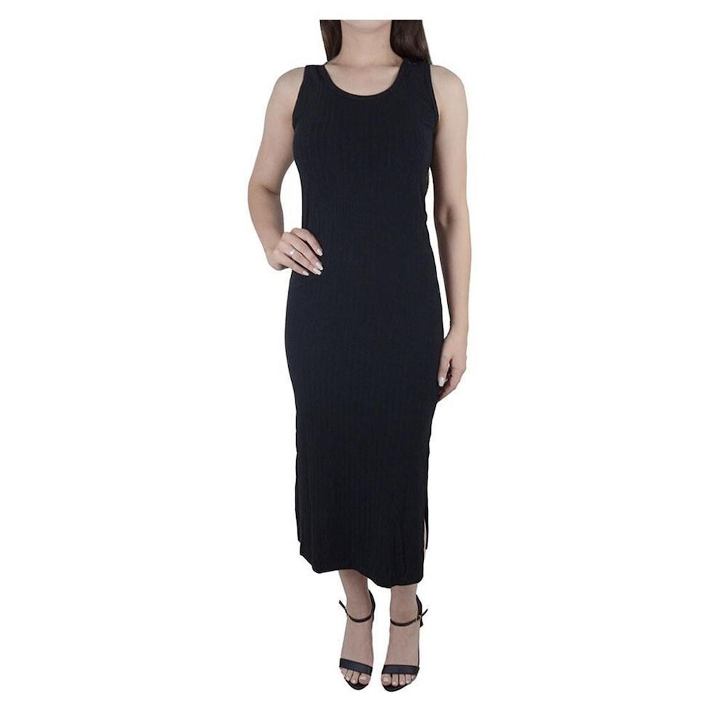 Vestido Feminino LZT Midi Canelado Preto - 4099