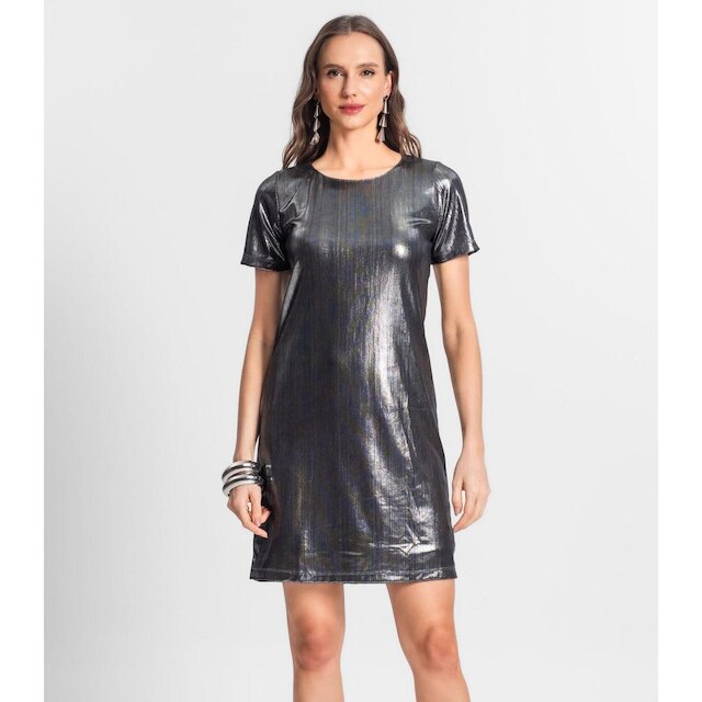 Vestido Feminino Metalizado Endless Cinza