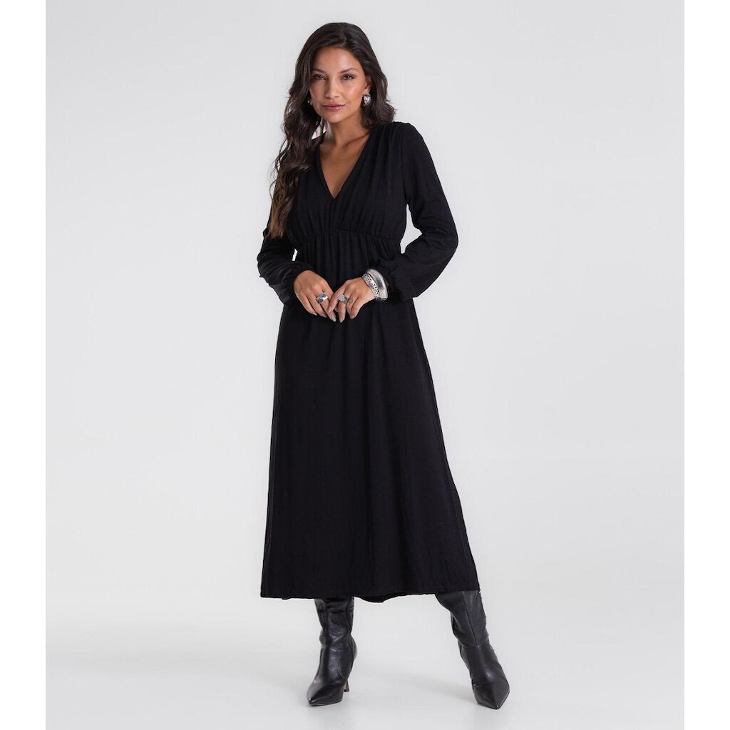 Vestido Feminino Midi Manga Bufante Endless Preto