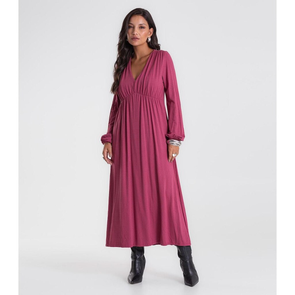 Vestido Feminino Midi Manga Bufante Endless Vermelho