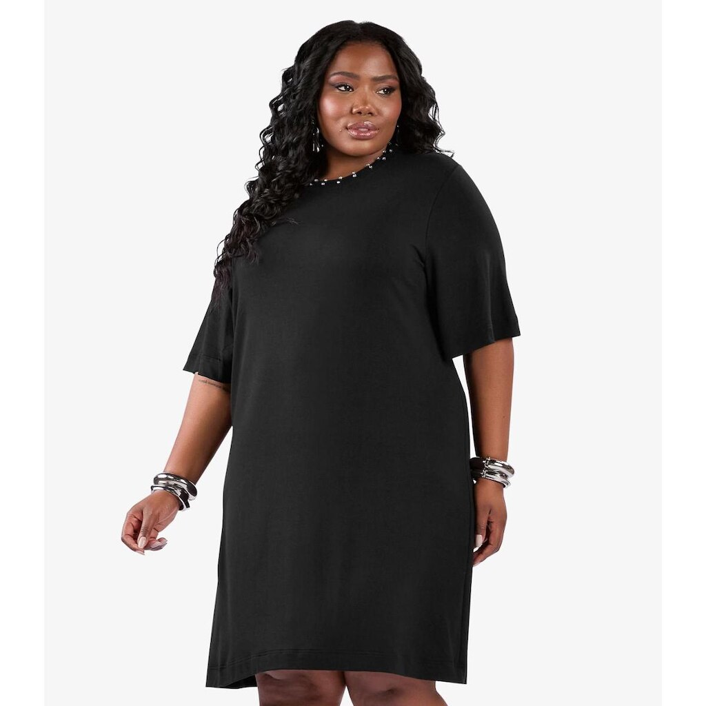 Vestido Feminino Molecotton Plus Size Secret Glam Preto