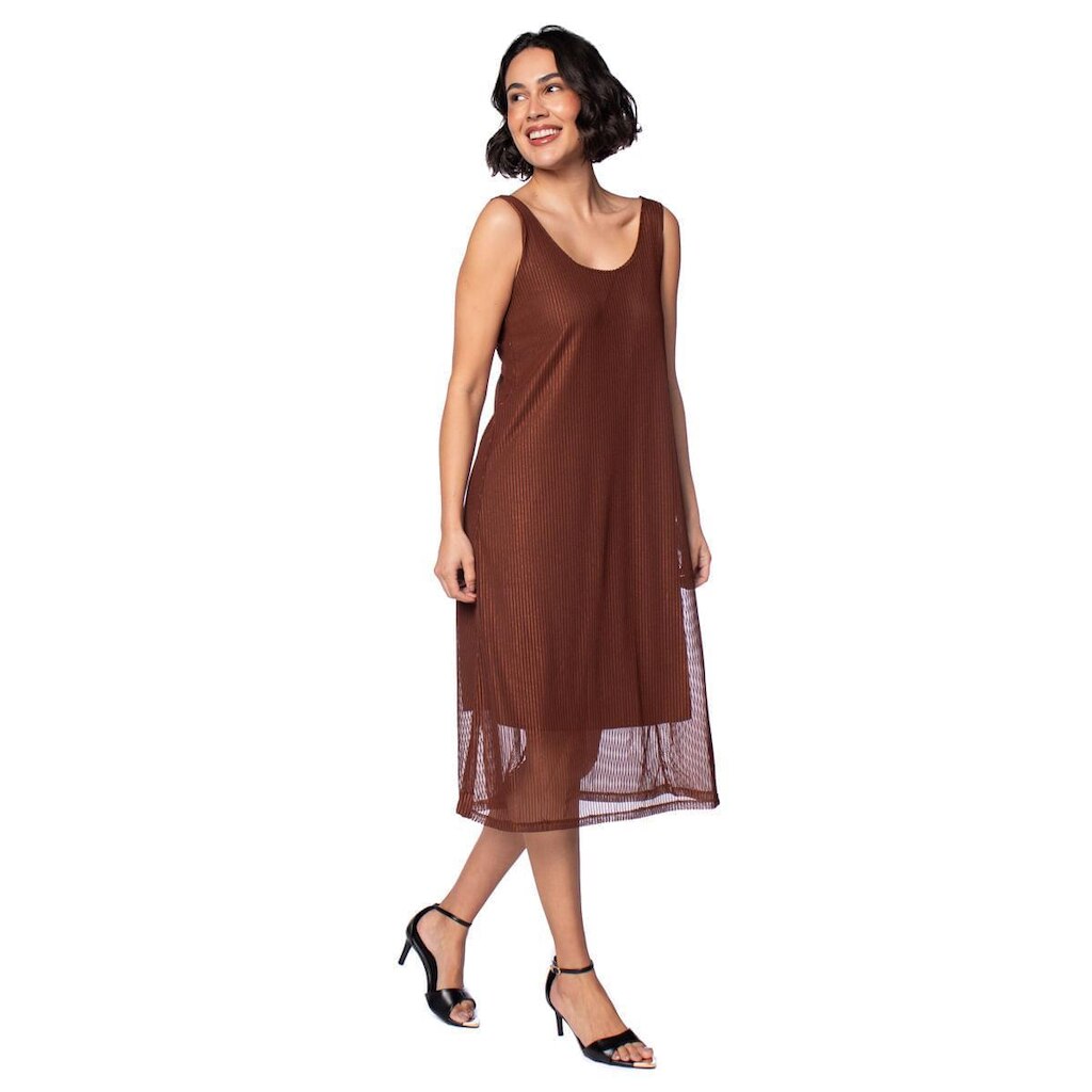 Vestido Feminino Olho Fatal Tule Texturizado Midi