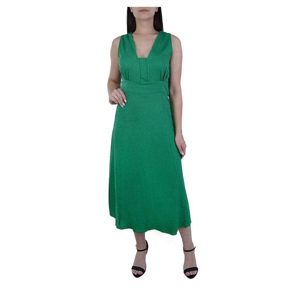 Vestido Feminino Parado no Ar Linho Midi Verde - 720800