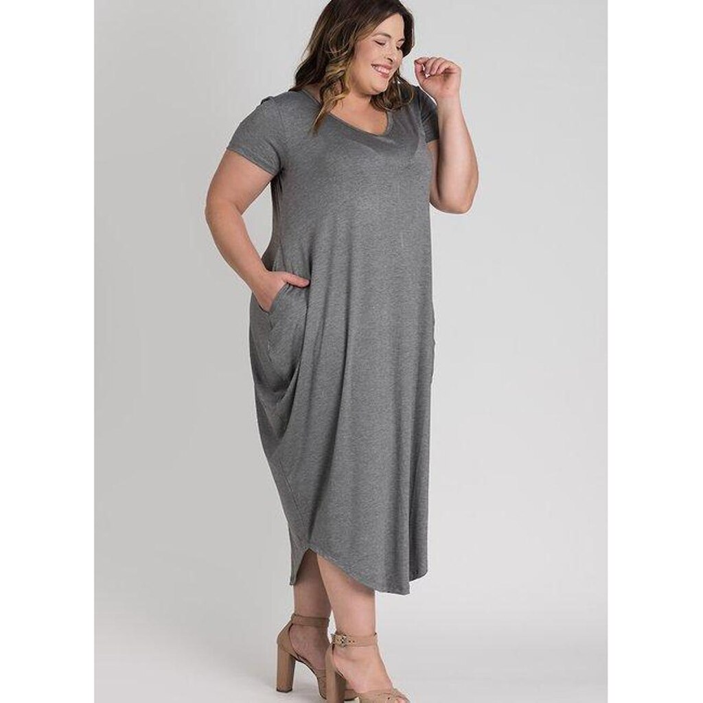 Vestido Feminino Plus Size Amplo Comfy Bolsos Laterais - Serena
