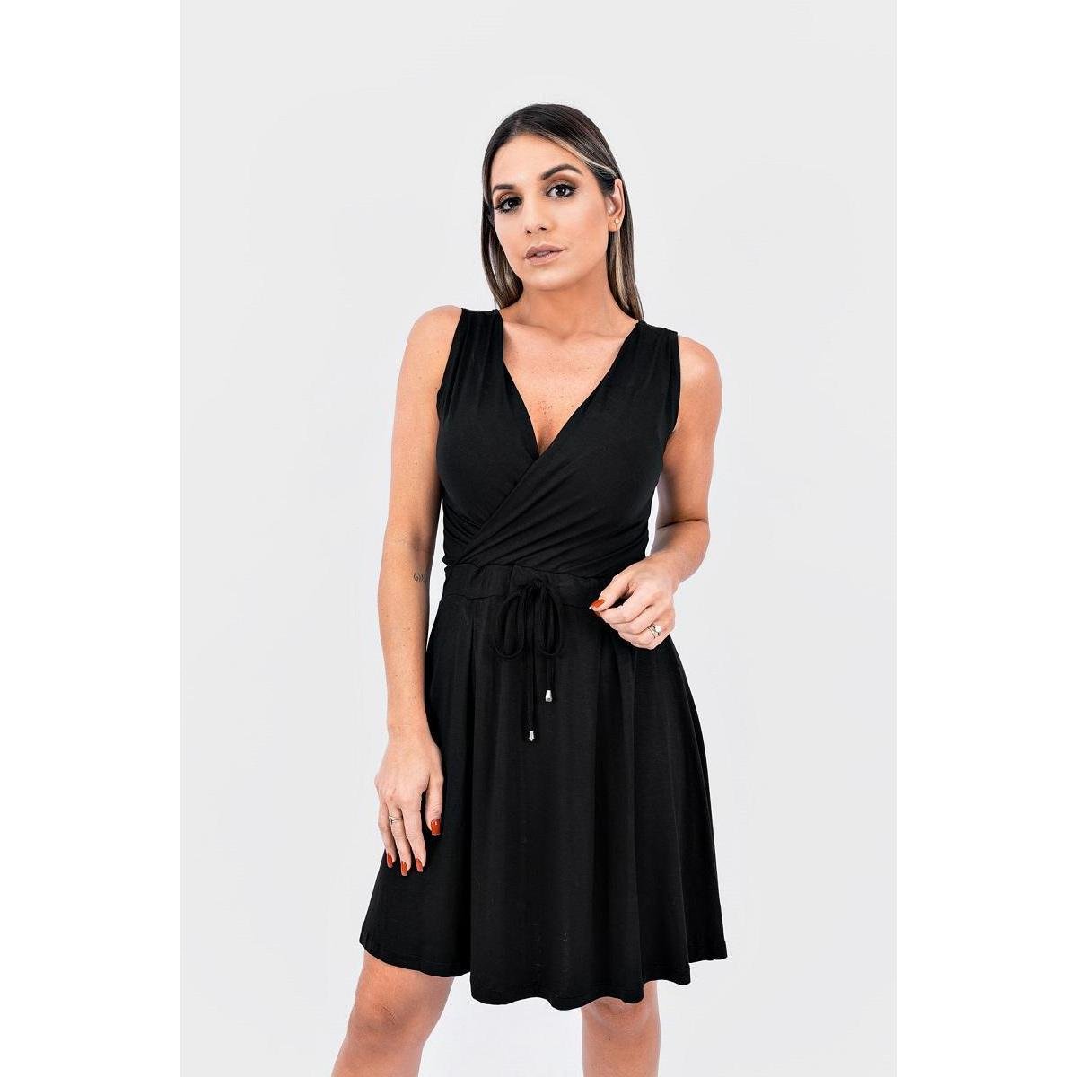 Vestido Feminino Transpassado Midi Juquitiba Brasil - Preto Menor preço em Vestido Feminino Transpassado Midi Juquitiba Brasil - Preto