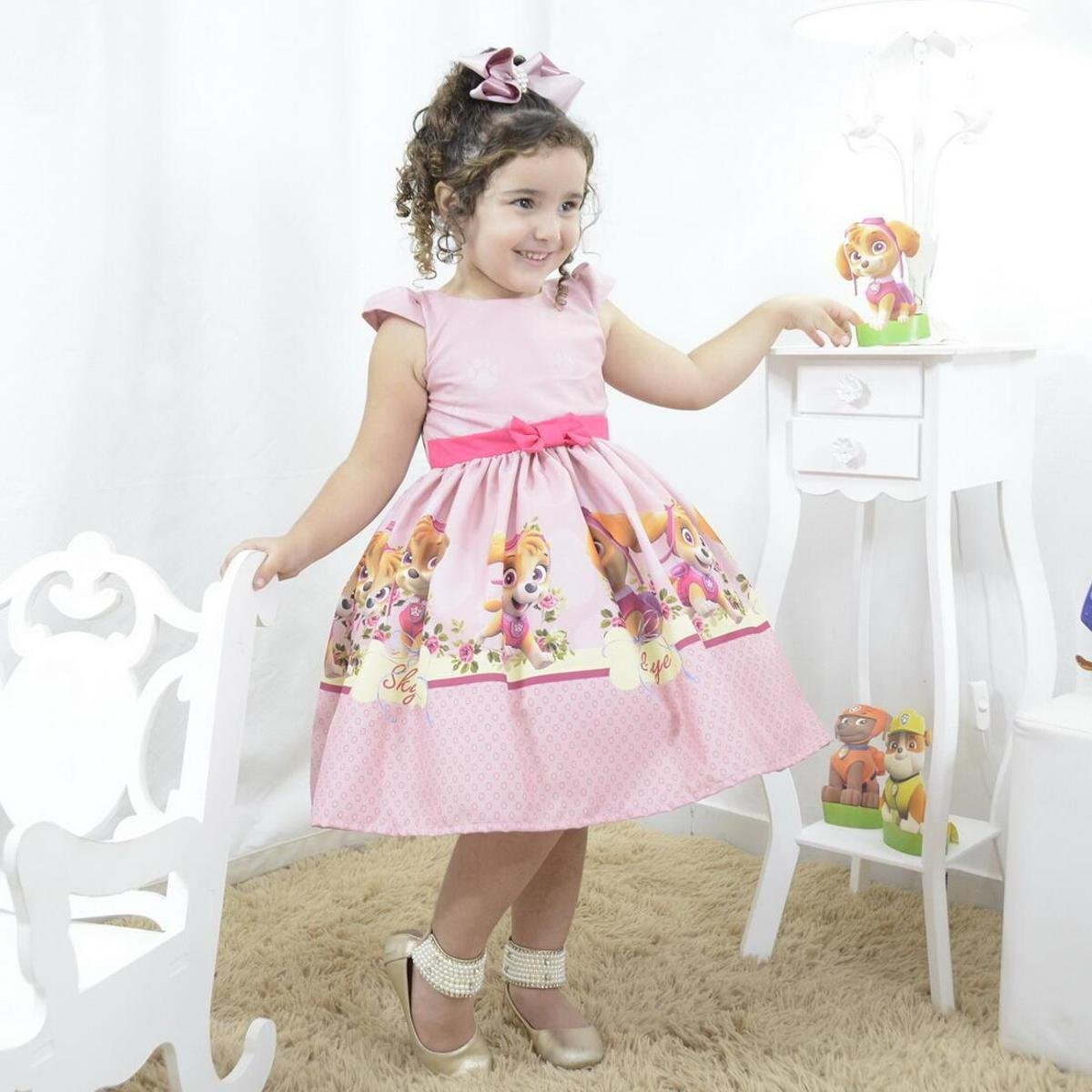 Vestido festa infantil Skye da patrulha canina - Rosa Menor preço em Vestido festa infantil Skye da patrulha canina - Rosa