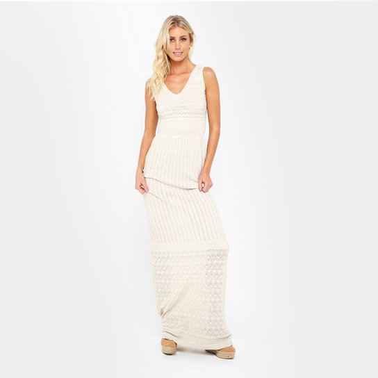 Vestido Forum Longo Tricot Sem Manga - Off White