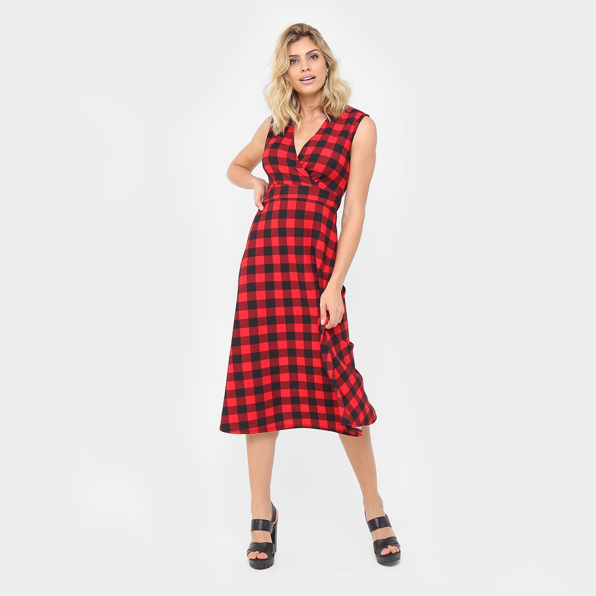 vestido vermelho quadriculado